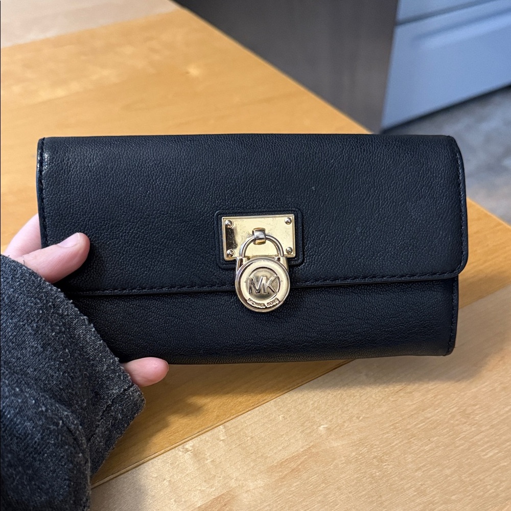 Michael Kors Black Wallet with Gold Accent
